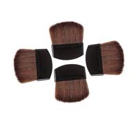 INOOMP Ensemble de 4 Pinceaux de Maquillage Petits à Poudre et Surligneur, Manche Noir, Poils Marron, Mini Format, pour Femmes, Application Visage et Blush, Usage Quotidien