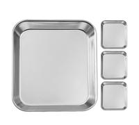 INOOMP Ensemble de 4 plaques de cuisson antiadhésives en acier inoxydable pour four : moule à brownie 16 x 14 cm, plat à rôtir les légumes, indispensables pour la cuisson du pain.