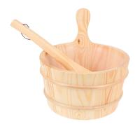 INOOMP Ensemble de Seau de Sauna en Bois Louche, Toucher Lisse et Poli la Main, pour Sauna Extérieur et Accessoires Spa, 1 Set