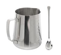 INOOMP Ensemble Tasse à Café en Acier Inoxydable avec Graduation, Grosse Capacité et Cuillère pour Mélanger, pour Préparation et Décoration Latte Art