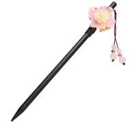 INOOMP Épingle à Cheveux Traditionnelle en Bois Fait Main Baguette à Cheveux Chignon Fleuri Rose Poudré Accessoire Coiffure Femme Vintage Style Ancien Cosplay