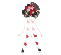 INOOMP Épingles à cheveux japonaises à pompon - Pince à cheveux en forme de fleur de kimono - Barrette en tissu Hanfu - Accessoires de déguisement d'Halloween pour fête de Noël