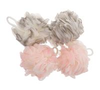 INOOMP Éponge de Bain Équipée D'un Cordon Suspendre Pratique en Pe Exfoliante Douce avec Design Antidérapant Ergonomique, Lot de 4 pour Hommes et Femmes