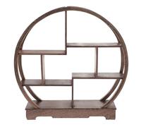 INOOMP Étagère Ancienne en Bois Massif de Wengé Ronde Structure Stable et Décorative, pour Salon ou Restaurant Style Rétro Classique