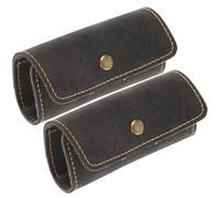 INOOMP Étui de Rangement Pratique pour Médiators de Guitare en Cuir PU Noir, Pochette Portable pour 2 Pièces, Accessoire Guitare Compact pour Stockage Sécurisé