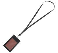 INOOMP Étui Magnétique pour Carte D'identité Noir, Porte-badge Vertical en Pu Tour de Cou, Pochette Porte-nom pour Badge D'identification Bureau, 1 Pièce