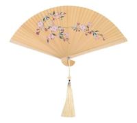 INOOMP Éventail Pliant Portable en Bambou Chinois, éventail Oriental Classique à Main avec Pompon, Accessoire de Danse, Cadeau d'anniversaire pour Filles, décoration Murale Orientale pour la