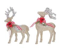 INOOMP Figurines de Rennes de Noël Pailletées Statues Debout Plastique pour Décorations de Cheminée et Centre de Table Pendant Les Fêtes