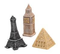 INOOMP Figurines Miniatures Décor Élégant et Réaliste Ensemble de 3 en Résine Modèle Tour Eiffel, Pyramide et Statue Égyptienne pour Décoration Maison et Fêtes