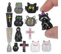 INOOMP Figurines Miniatures d'halloween en Résine Fantôme, Corbeau et Tombe, Décorations Compactes et Couleurs Solide pour Village d'halloween et Scènes Variées