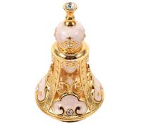 INOOMP Flacon Huile Essentielle Vide Rechargeable en Verre 10.60X5.60X5.60Cm Couvercle Étanche pour Parfum et Voyage Style Moyen-Orient Or et Blanc