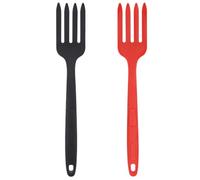 INOOMP Fourchettes à Pâtes en Silicone Réutilisables 2 Pièces, Fourchette Ergonomique Multifonction Cuisine, Résistantes la Chaleur, Coloris Rouge et Noir, Ustensiles de Table Pratiques