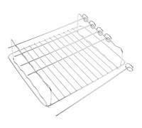 INOOMP Grille Rectangulaire en Acier Inoxydable pour Friteuse à Air, Support Double Panier avec 5 Brochettes, Accessoire Polyvalent pour Séchage de Viande et Cuisson Vapeur, Compatible