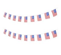INOOMP Guirlande de Fanions Américains en Tissu 10 M 38 Drapeaux 14x21 Cm, Décoration Suspendue pour Fête Nationale, Événement Sportif et Célébration Patriotique
