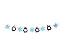 INOOMP Guirlande de Fanions en Papier Flocon de Neige et Pingouin, Bannière Décorative Suspendue Créative, Fond Photo Festif pour Fête D'anniversaire la Maison ou Extérieur