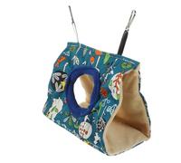 INOOMP Hamac Nid pour Perroquet Suspendu Coton Respirant avec Maison Nichoir Petit Format Bleu Lit Confortable pour Cage Oiseaux et Perruches