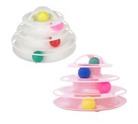 INOOMP Interactif pour Chat en Plastique Blanc 4 Niveaux de Piste, Assiette de Divertissement pour Chats, Stimule et Maintient L'activité du Chaton