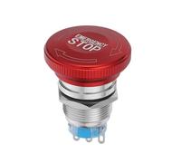 INOOMP Interrupteur D'arrêt D'urgence Métallique 19 Mm, Bouton-poussoir Étanche Ip65, Tête Champignon, 3 Broches, 1 No 1 Nf, pour Commande Industrielle et Sécurité Machine
