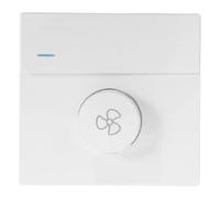 INOOMP Interrupteur de Contrôle Mural pour Ventilateur de Plafond Encastré Ambiance Estivale, Réglage Précis et Variation de Vitesse Ininterrompue, Design Moderne Blanc pour Grandes