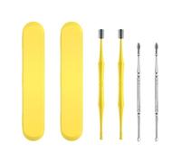 INOOMP Kit de Nettoyage de Oreilles Boîte de Rangement Portable 4pcs avec Double Embout en Spirale, Poignée Ergonomique en Plastique et Acier Inoxydable pour Usage Personnel
