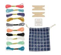 INOOMP Kit de Tissage de Cordes 30 Cartes à Tisser en Papier, Navette DIY, 10 Écheveaux de Fils Colorés, Paquet en Tissu Inclus - Outils Artisanaux pour Loisirs Créatifs et Macramé
