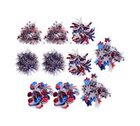 INOOMP Lot de 10 bracelets à pompons pour le 4 juillet - Bracelets à thème américain avec guirlandes métalliques - Corsages de poignet pour pom-pom girl, fête nationale américaine et carnaval