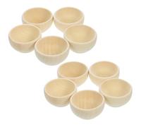 INOOMP Lot de 10 Mini Bols Artisanaux en Bois Solide Non Peints, Forme Bol, Prêt à Décorer pour Bricolage, Décoration et Fêtes, Bois Finement Poncé et Créatif