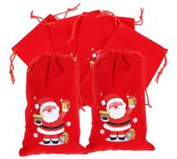 INOOMP Lot de 10 Sachets Présents Noël en Tissu à Cordon, Paquet à Friandises Réutilisables Motif Père Noël, pour Emballage Présents de Fête et Rangement Bijoux