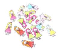 INOOMP Lot de 100 Boutons en Bois Colorés Motif Petite Princesse, 2 Trous pour Couture et Bricolage, Accessoires de Couture Multicolores, pour Scrapbooking et Travaux Couleur Aléatoire