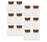 INOOMP Lot de 12 Bocaux en Verre Portable 50ml avec Bouchons en Liège, Faciles à Observer, pour Décorer Bureau ou Chambre