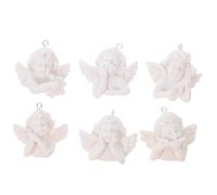INOOMP Lot de 12 Pendentifs Porte-clés Anges Baroque en Résine Argentée, Mini Statues Décoratives DIY pour Bijoux, Scrapbooking et Accessoires Créatifs, pour Bricolage et Présents