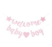 INOOMP Lot de 2 banderoles « Bienvenue bébé fille » - Décorations de révélation du du bébé, banderoles à paillettes pour baby shower, décorations murales à suspendre