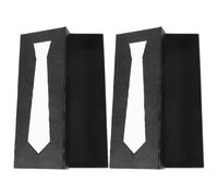 INOOMP Lot de 2 Boîtes à Cravates Noires en Carton Rigide Effet Peau de Serpent, Coffret D’emballage Élégant pour Homme, Compact et Léger, pour Rangement et Voyage, Coffret Présent