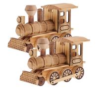 INOOMP Lot de 2 décorations de Train de Noël en Bois, Locomotive de Noël no | Décoration de train en bois, modèle réduit de train pour scènes d'hiver, à poser sur une cheminée, un chalet ou une table