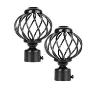 INOOMP Lot de 2 Embouts de Tringle à Rideau en Fer Noir, Butée D'extrémité Décorative, Facile à Retirer, Design Chic pour Tringles à Rideaux de Fenêtre
