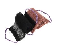 INOOMP Lot de 2 Filets Exfoliants Africains Bain, Brosse Nettoyante Corps Longue, Éponge Exfoliante Lavable en Machine, Couleurs Noire et Café, Exfoliant Corporel Pratique pour Homme