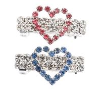 INOOMP Lot de 2 Pinces à Poils d'animaux en Alliage Bleu Forme de Cœur, Accessoires Décoratifs pour Chiens et Chiots, Fixation des Poils Quotidien et Grands Événements