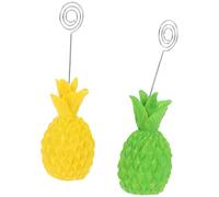 INOOMP Lot de 2 Pinces Porte-mémos en Résine D'ananas, Clips pour Fiches Jaunes et Vert Foncé, Accessoires Décoratifs Multifonctions pour Bureau et Organisation de Notes