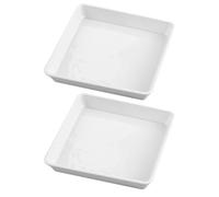INOOMP Lot de 2 Plateaux Carrés en Plastique Blanc 40 CM, Bac à Eau pour Pots de Fleurs, Poids Léger 400 G, pour Plantes en Pot d'Intérieur