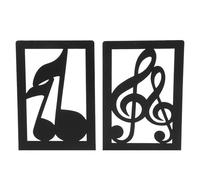 INOOMP Lot de 2 Serrage-Livres Décoratifs en Métal Noir Silhouette Musicale Ajourée, Supports Multifonctions pour Livres et Classeurs, Organisateur de Bureau et Étagère, Décoration