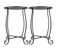 INOOMP Lot de 2 Tables d'appoint d'extérieur, Petite Table Ronde | Support haut pour plante unique, pouvant accueillir un verre ou un pot de fleurs, s'harmonisant avec le mobilier de