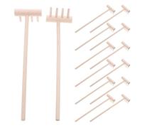 INOOMP Lot de 24 Mini râteaux à Sable en Bois - Petit râteau Miniature - Accessoires de Jardin Zen de Table pour bac à Sable, Jardinage, bonsaï, Plage et