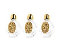 INOOMP Lot de 3 Bouteilles d'eau Bénite en Verre Relief, Flacons Décoratifs Rechargeables Couleur Or, 2ème Taille, pour Usage Religieux, Stockage et Voyage, Récipient d'eau Bénite