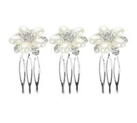 INOOMP Lot de 3 Peignes à Cheveux en Alliage Perles et Strass, Accessoires pour Cheveux de Mariage, Ornements Floraux Scintillants, Coiffure de Mariée Élégante, Décorations Latérales