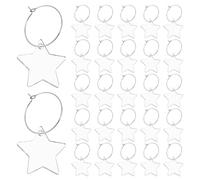 INOOMP Lot de 30 Marqueurs de Verres à Vin en Acrylique Transparent, Forme Cœur 3,6 X 3,5 Cm, Étiquettes Réutilisables pour Fête, Mariage et Organisation de Boissons