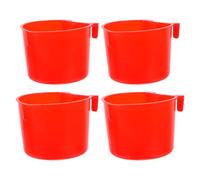 INOOMP Lot de 4 Bols Suspendus Rouges en PE pour Cages à Oiseaux et Clapiers de Lapins, Alimentation Facile à Installer et Gain de Place, Bol d'eau pour Petits Animaux