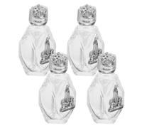 INOOMP Lot de 4 Flacons en Verre Argenté de 16ml pour Eau Bénite, Rechargeables et Résistants, Décorés D’Un Élégant Motif de Rose, pour Prières à L’autel