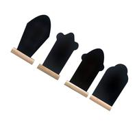 INOOMP Lot de 4 Tableaux Noirs en Bois Forme Pierre Tombale, Mini Tableaux pour Prendre des Notes, Déco Bureau Multifonction, Écriture la Craie et Feutre, Tableau D’affichage Scolaire,