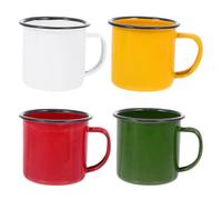 INOOMP Lot de 4 Tasses Rétro en Émail Épais, Petites Gobelets à Boisson Multicolores, Légères et Pratiques, pour Fondue Chaude et Usage Quotidien Cuisine ou Repas Couleur Aléatoire