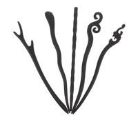 INOOMP Lot de 5 bâtons à cheveux en bois de style chinois rétro pour chignon - Épingles à cheveux en bois faites à la main pour femmes, costumes Hanfu, fêtes, cérémonies, fiançailles
